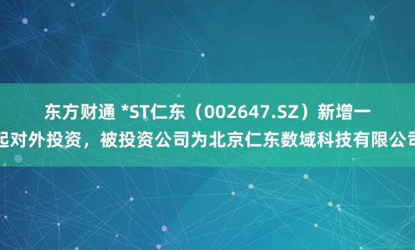 东方财通 *ST仁东（002647.SZ）新增一起对外投资，被投资公司为北京仁东数域科技有限公司